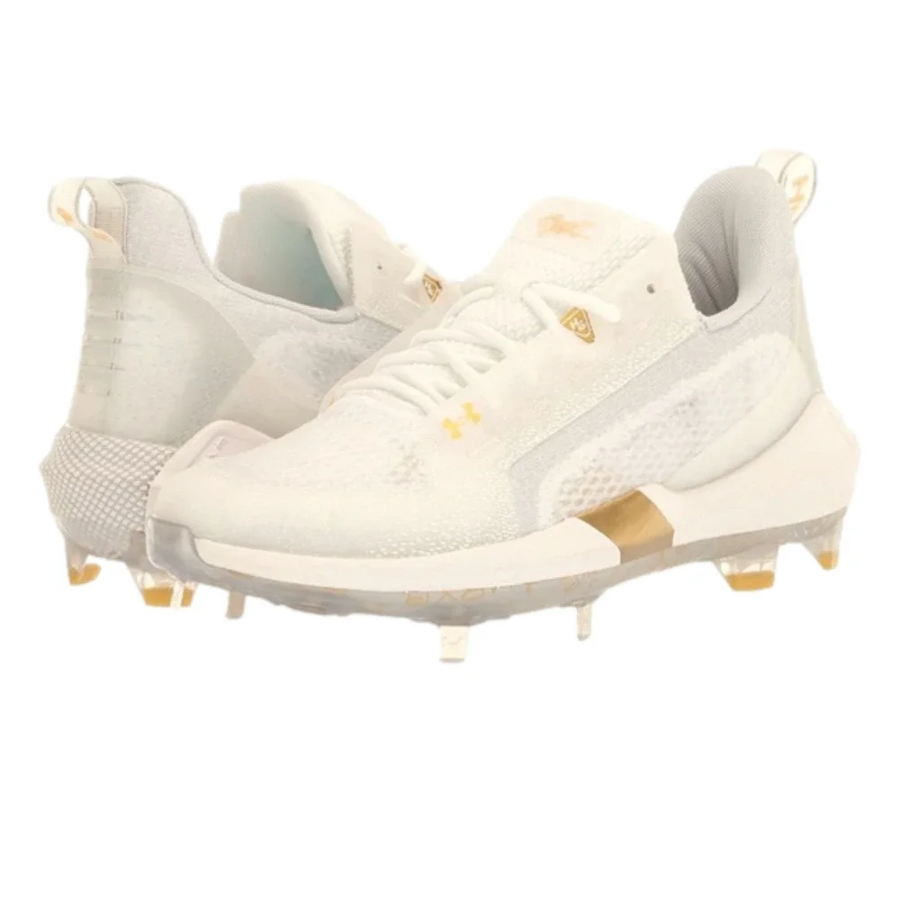 Under Armour Mens Harper 6 Low ST Baseball Cleats white gold size 9 brand new